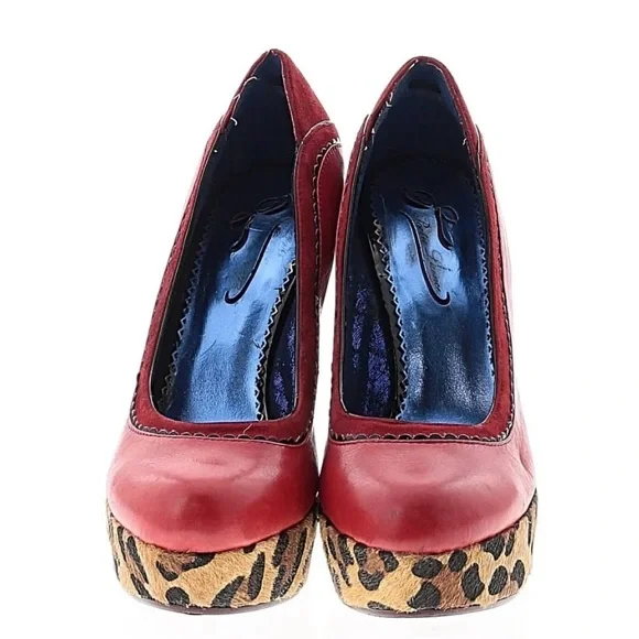 Poetic License Red and Leopard Print Wedges - Picture 2 of 3
